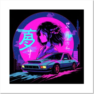 girl and car Posters and Art